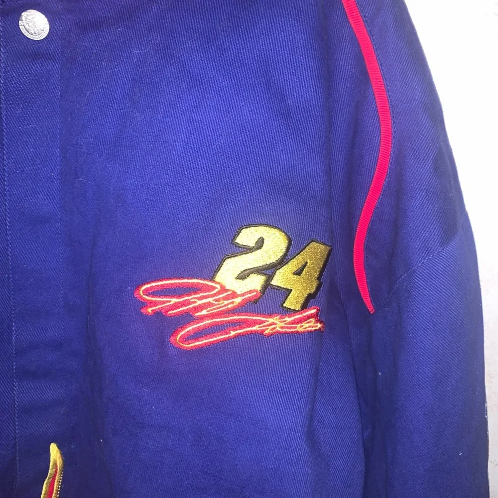 Vintage NASCAR Racing Jacket Jeff Hamilton Jeff Gordon Flames Large Extra - Picture 4 of 5
